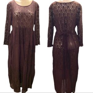 Vintage Lew Magram sheer lace patchwork maxi dress